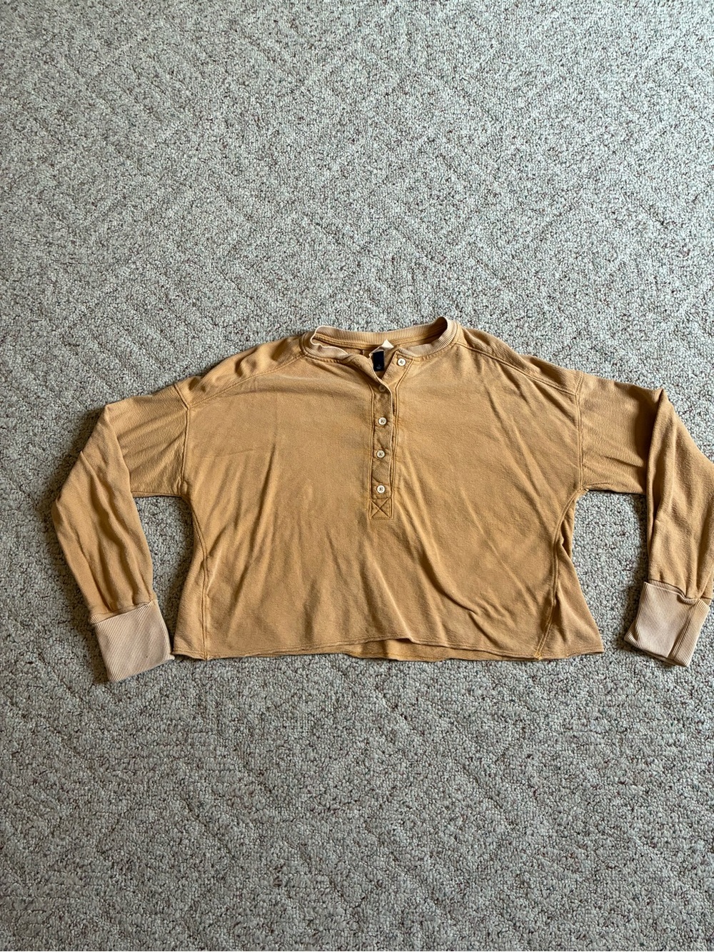 Universal Thread Cropped Mustard Henley Long Sleeve Top